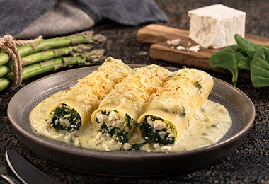 Cena rápida canelones con espinaca