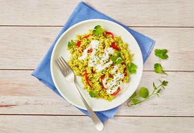 Arroz con verduras, aromatizado con cilantro.