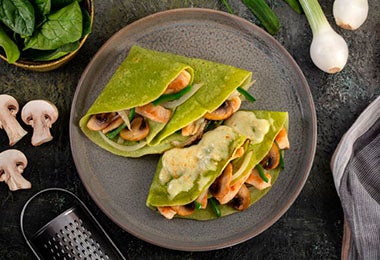 Crepas de espinaca y champiñones receta de verduras verdes  