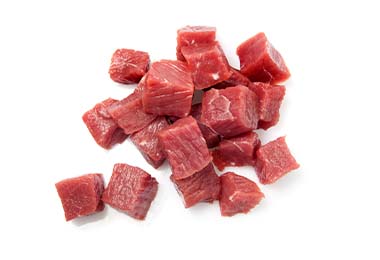 Cubos de carne para estofar.