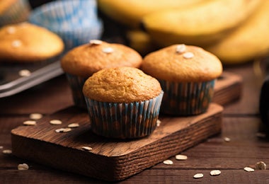 Muffins de puré de plátano, uno de los sustitutos del huevo