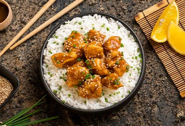 Pollo a la naranja, famosa receta con arroz 