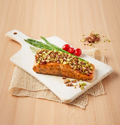 Salmon con pistache y nuez