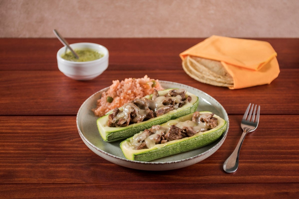 Calabazas con Arrachera y Queso