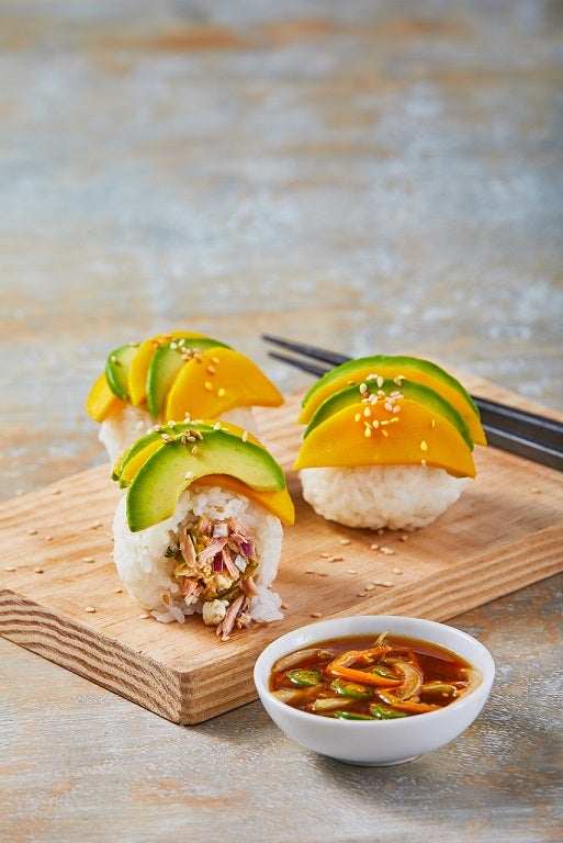 Bolitas de arroz con mango