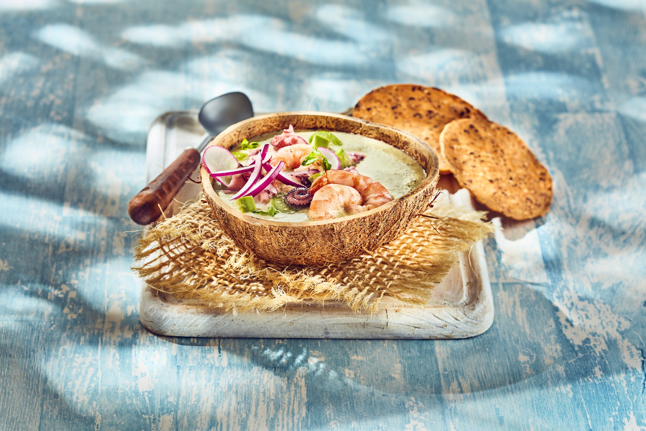 Gazpacho verde con camarón