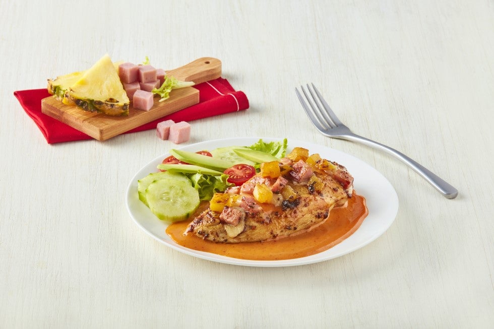 Pollo hawaiano con salsa roja cremosa