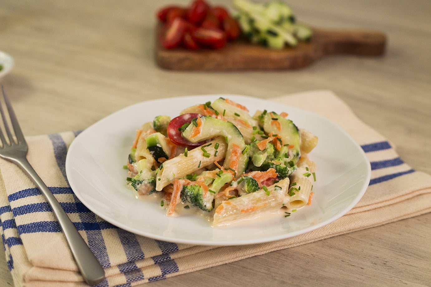 Ensalada de vegetales y pasta