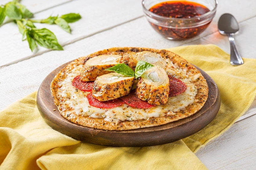 pizza con tomate y especias