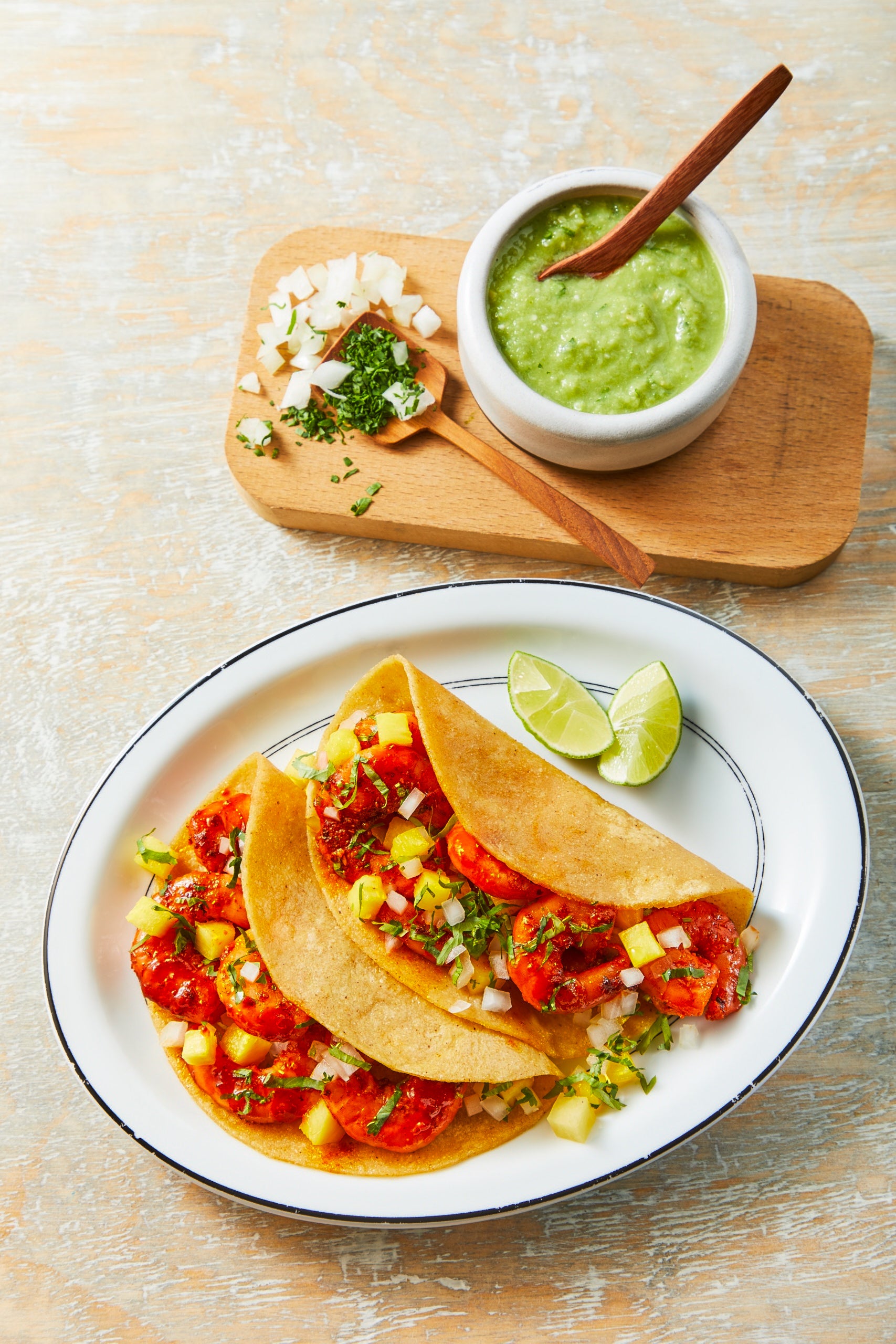 Tacos de camarón al pastor