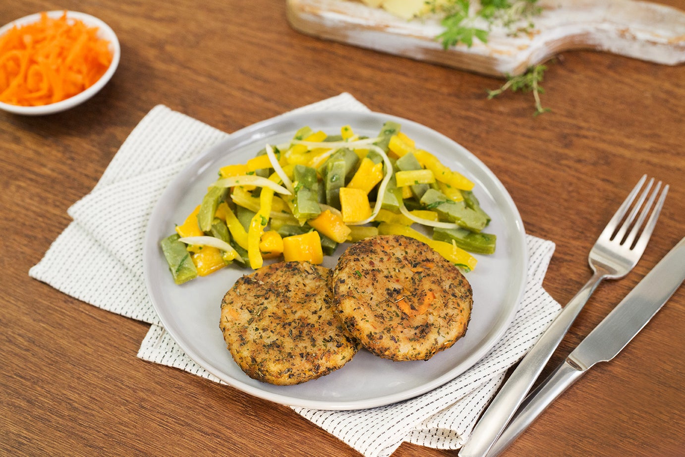 Tortitas de papa con verduras