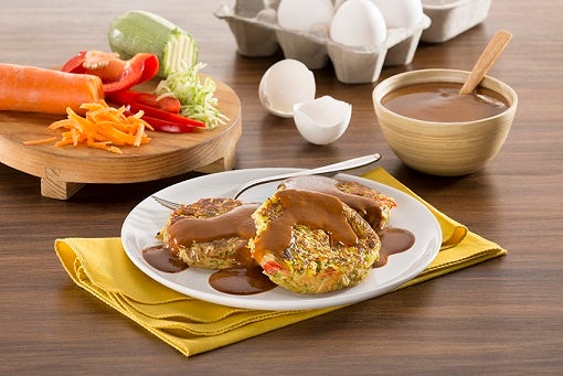 Tortitas de verduras con salsa de pasilla y morita