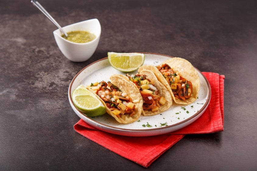 TACOS de SETAS al PASTOR preparados con CONSOMATE®