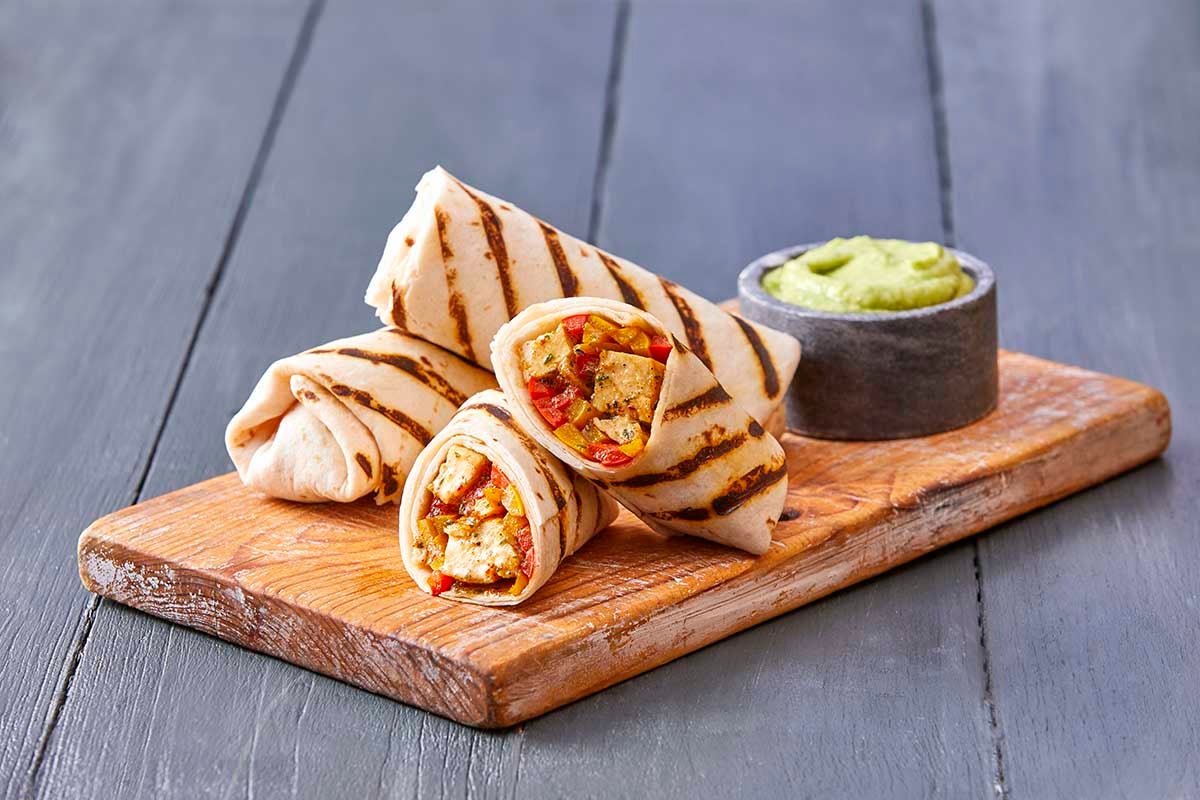 Burritos de pollo con guacamole