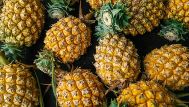Canastada de piñas, una fruta con muchos beneficios.