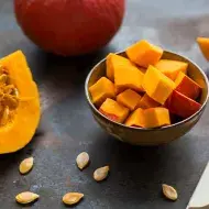 Corte macedonia usado en un zapallo.