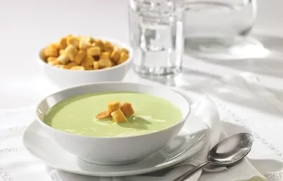 Crema de chícharos con zanahorias asadas Crema de chícharos con zanahorias asadas