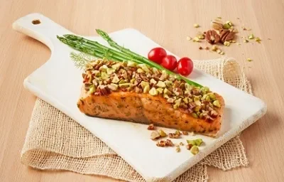 Salmon con pistache y nuez Salmon con pistache y nuez