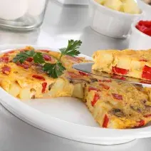 Omelette ligero de queso y champiñones