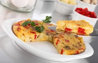 Omelette ligero de queso y champiñones Omelette ligero de queso y champiñones