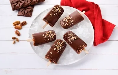 PALETAS de CHOCOLATE con NUEZ preparada con Chocolate con Leche NESTLÉ® Chocolatería PALETAS de CHOCOLATE con NUEZ preparada con Chocolate con Leche NESTLÉ® Chocolatería