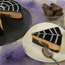 Pumpkin cheesecake con brownie