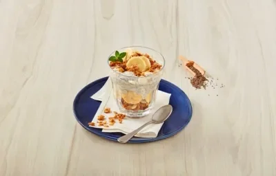 Postre de plátano con chía Postre de plátano con chía