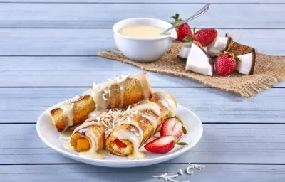 Rollitos de fresa con mango Rollitos de fresa con mango