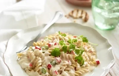 Fusilli cremoso con surimi Fusilli cremoso con surimi