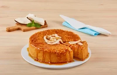 Flan de dulce de leche y coco