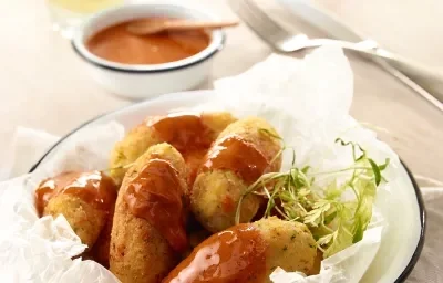 Croquetas de pollo en pipián Croquetas de pollo en pipián