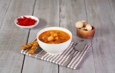 Crema de champiñones y pimiento Crema de champiñones y pimiento