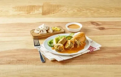 Pechuga rellena con champiñón y elote