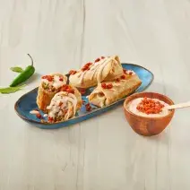 Burritos de champiñon con dip de chorizo