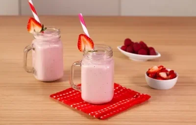 Smoothie de fresas con frambuesas