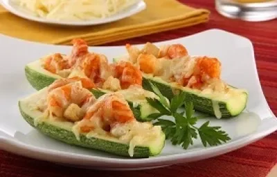 calabacitas grtinadas con camarones