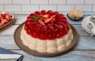 Gelatina de Mazapán con Fresa Gelatina de Mazapán con Fresa