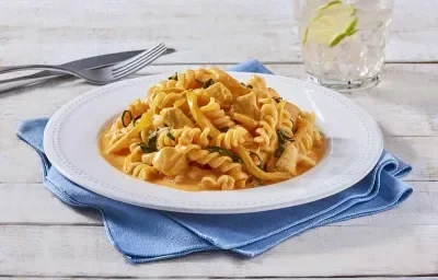 Fusilli con salsa de pimiento Fusilli con salsa de pimiento