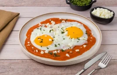 Huevos Estrellados con Salsa Roja Huevos Estrellados con Salsa Roja
