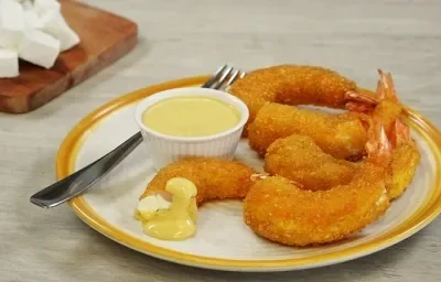 CAMARONES RELLENOS CON DIP DE MOSTAZA DULCE CAMARONES RELLENOS CON DIP DE MOSTAZA DULCE