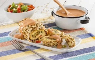 rollo de pechuga con avena rollo de pechuga con avena