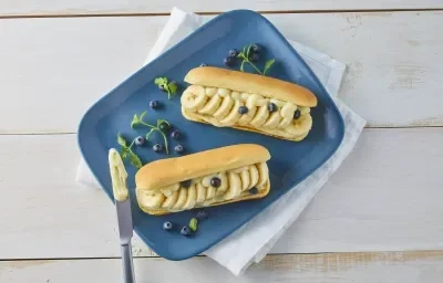 Hot dog con plátano Hot dog con plátano