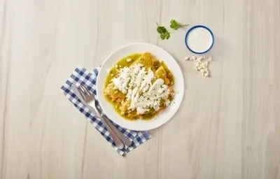 Enchiladas verdes de pollo con papa