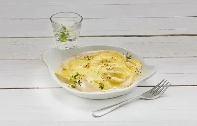 ravioles en salsa de manzana