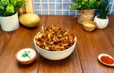 Chips de Cáscara de Papa con Dip de Cebollín