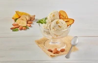 Helado de plátano, naranja y jengibre