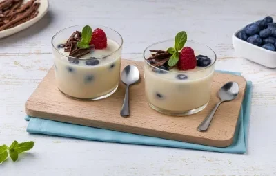 Gelatina de Yogurt con Moras Gelatina de Yogurt con Moras