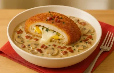 Milanesa Rellena en Salsa de Champiñón