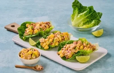 Tacos de Lechuga con Ensalada de Atún Tacos de Lechuga con Ensalada de Atún