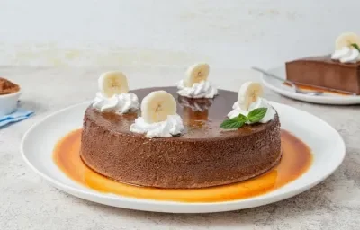 Flan de Choco-Plátano Flan de Choco-Plátano